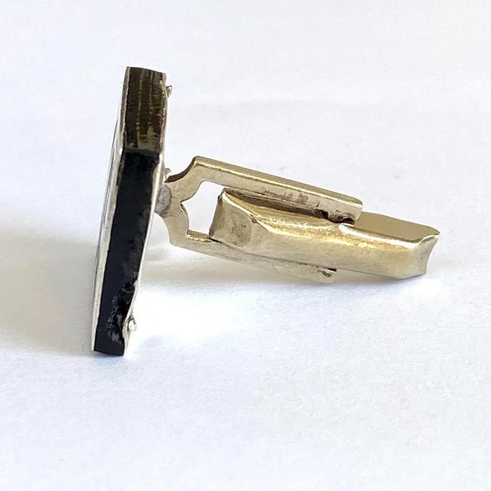 VTG Taxco Mexico Sterling 925 Onyx Cuff links AAB